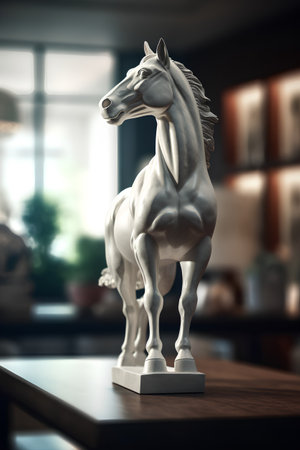 Horse statue in museum. 3d illustration. Vintage style.の素材