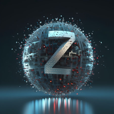 Futuristic 3d rendering of Z letter in the form of a sphereの素材