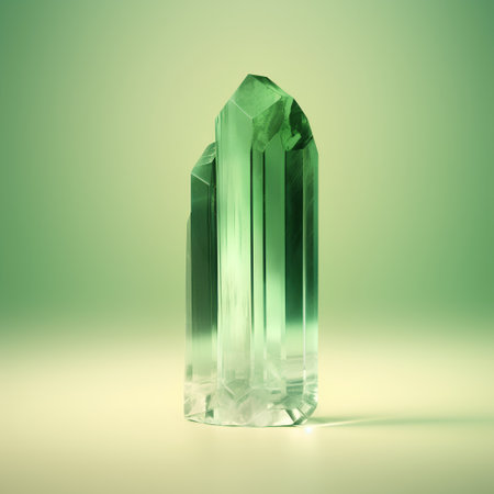 Emerald gemstone on green background. 3d render illustration.の素材