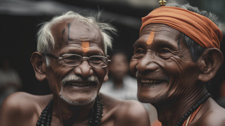 Portrait of unknowns Hindu people visiting the Pashupatinath temple in the morningの素材