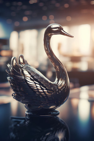 Luxury swan statue in a museum, close-upの素材