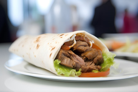 Doner kebab - grilled meat wrapped in pita breadの素材