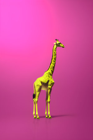 Giraffe on a pink background. 3D illustration. Conceptの素材