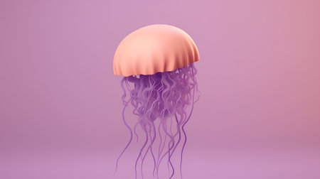 Jellyfish on a pink background. 3d render. Conceptual illustration.の素材