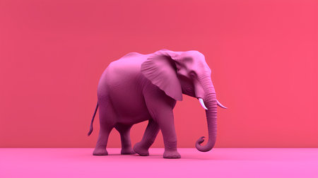 Pink elephant on a pink background. 3d render. Minimal concept.の素材