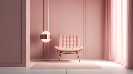 Interior of pink living room with armchair and lamp. 3d renderの素材