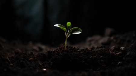 Green seedling illustrating concept of new life and development in early springの素材