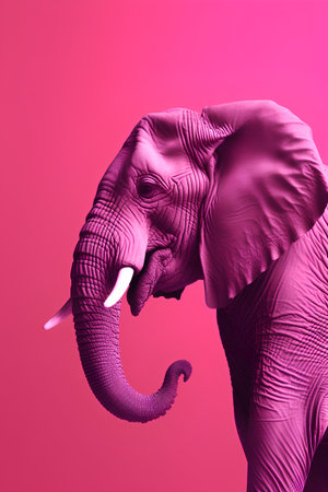 Pink elephant on a pink background. 3d rendering, 3d illustration.の素材