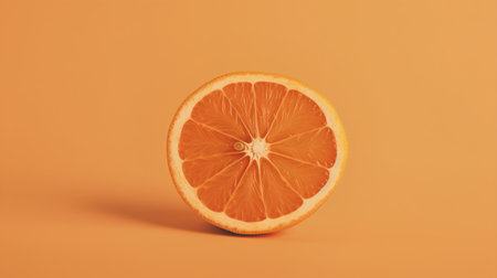 Orange slice isolated on orange background. Minimal style. 3d renderの素材
