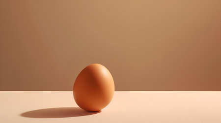 One egg on a beige background. Minimalistic style.の素材