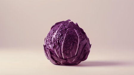 Purple cabbage on pastel background. Minimal food concept.の素材