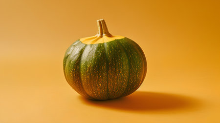 Pumpkin on orange background. Minimalistic Halloween concept.の素材