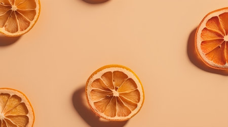 Creative layout made of orange slices. Flat lay, top view.の素材