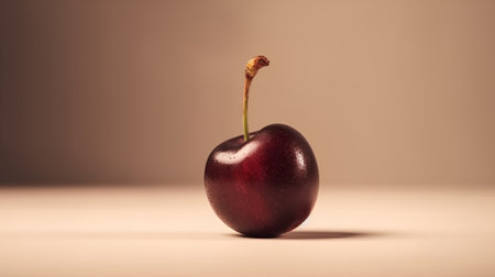 Cherry on a beige background. 3d rendering, 3d illustrationの素材