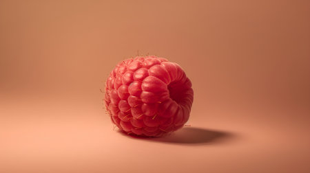 Raspberry isolated on orange background. 3D illustration. Top view.の素材