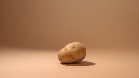 Potato on a brown background. 3D illustration. Minimal style.の素材