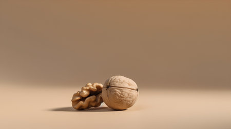 Walnut on a light background. Minimal style. 3d renderingの素材