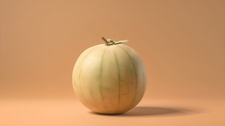Melon isolated on orange background. 3d render illustration of melonの素材