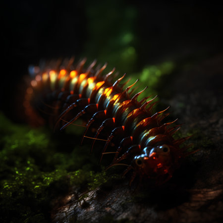 Close up of a centipede (Centipede) in the rainforest.の素材