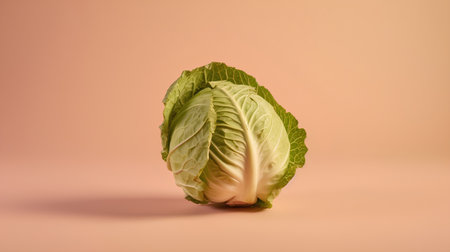 Fresh Chinese cabbage isolated on orange background. Minimal food concept.の素材