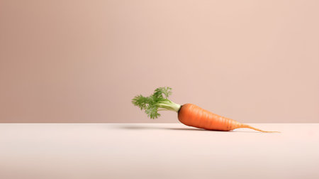 Carrot with green leaves on pastel background. Minimal food concept.の素材