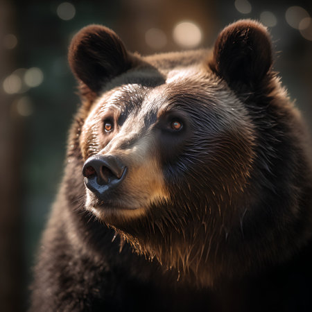 Portrait of a brown bear in the forest. Close-up.の素材