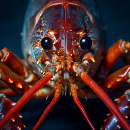 Lobster on a dark background. Close-up. Macro photographyの素材