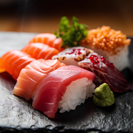 Sushi set with salmon, tuna, eel and caviarの素材
