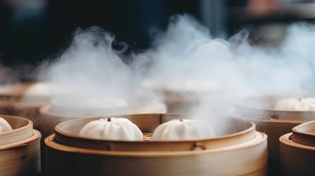 steamed dumpling in bamboo steamer, chinese cuisineの素材