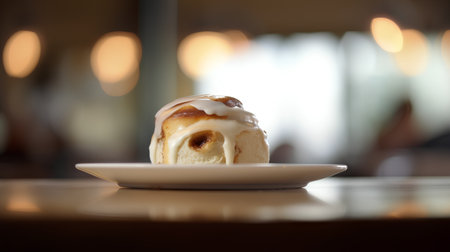 Coffee cup cake on wooden table in coffee shop blur backgroundの素材
