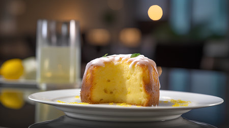 Easter cake on the table in the restaurant. Selective focus.の素材
