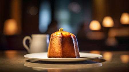 Cake on the table in a restaurant. Selective focus. Toned.の素材