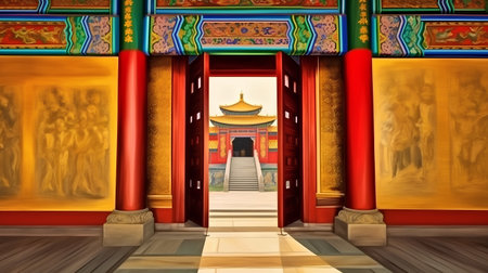 Door of the Forbidden City, Beijing, China The palace was built in the Ming Dynastyの素材