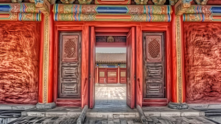 The gate of the Temple of Heaven in Beijing, China. The temple was built in the Ming Dynasty.の素材