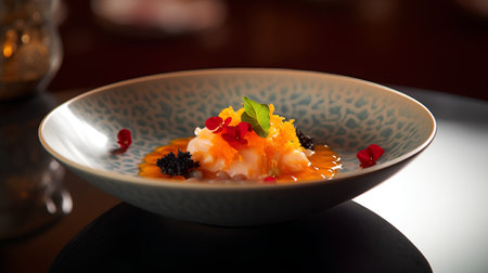 Japanese Cuisine. Sashimi with Shrimps and Red Caviarの素材
