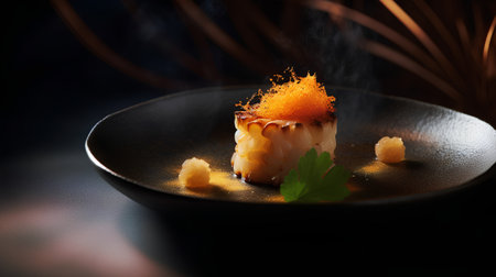 japanese cuisine. sushi and rolls on a black background.の素材