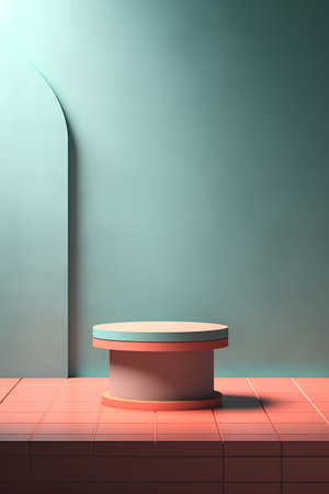 3d rendering of podium for product display in minimal style with shadowの素材