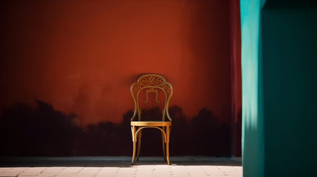 chair in the interior of the room with a red wall, 3d renderの素材