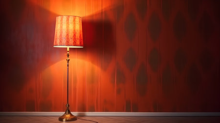 Lamp on the wall with a red curtain. 3d renderの素材