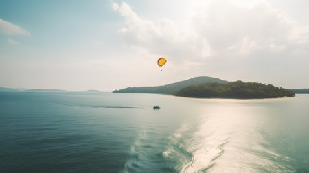 Paraglider over the sea in Phuket, Thailandの素材