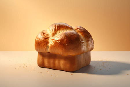 Freshly baked loaf of bread on the table. 3d renderingの素材