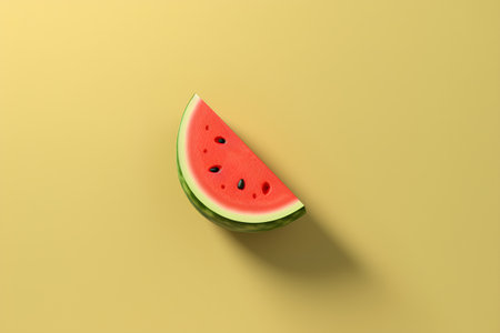 Watermelon slice on yellow background. Minimal summer concept. 3D Renderingの素材