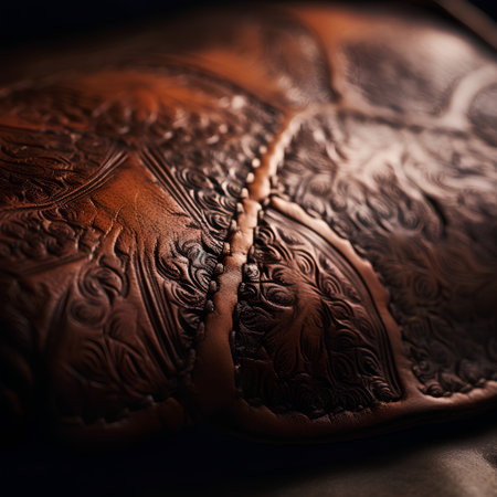 Close up of a brown leather shoe. Shallow depth of field.の素材