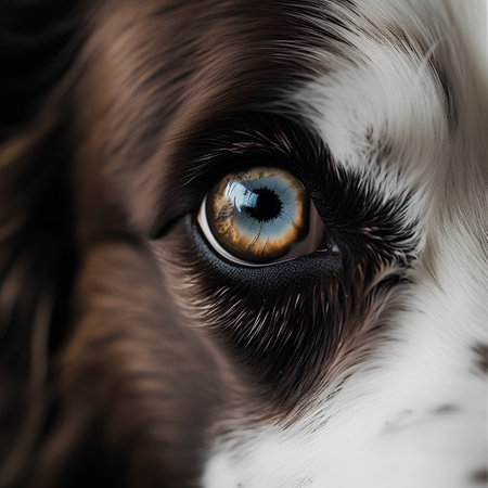 Close up of a dog's eye. Focus on the eye.の素材