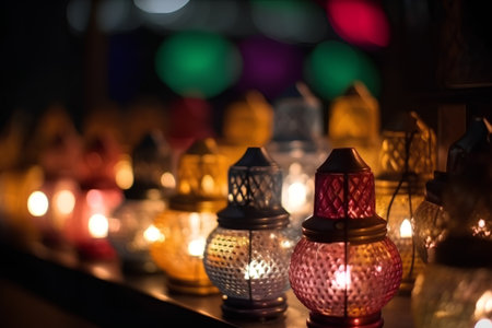 Lanterns at a Muslim feast of the holy month of Ramadanの素材