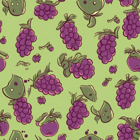 Seamless pattern with grapes, pomegranate, pear.の素材