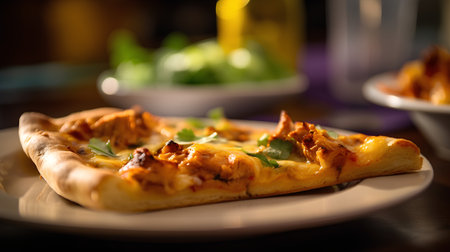 Pizza with chicken, mozzarella cheese and arugulaの素材