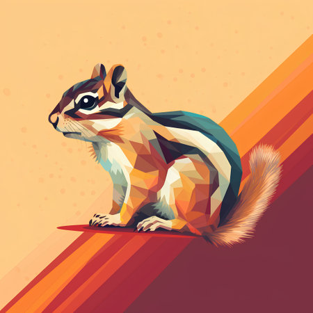 Cute chipmunk in low poly style. Vector illustration.の素材