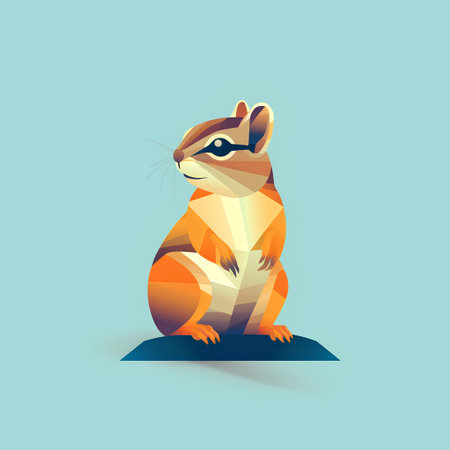 Cute chipmunk. Vector illustration. Polygonal animal.の素材