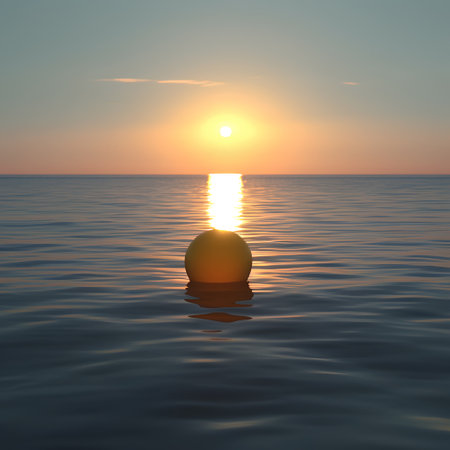 Sunset over the sea. 3d render. Computer digital drawing.の素材